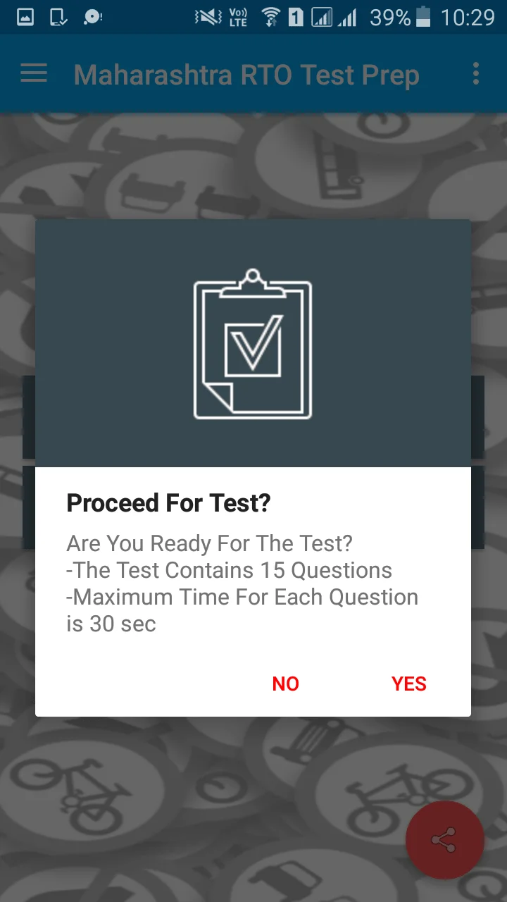 Proceed for test dialog